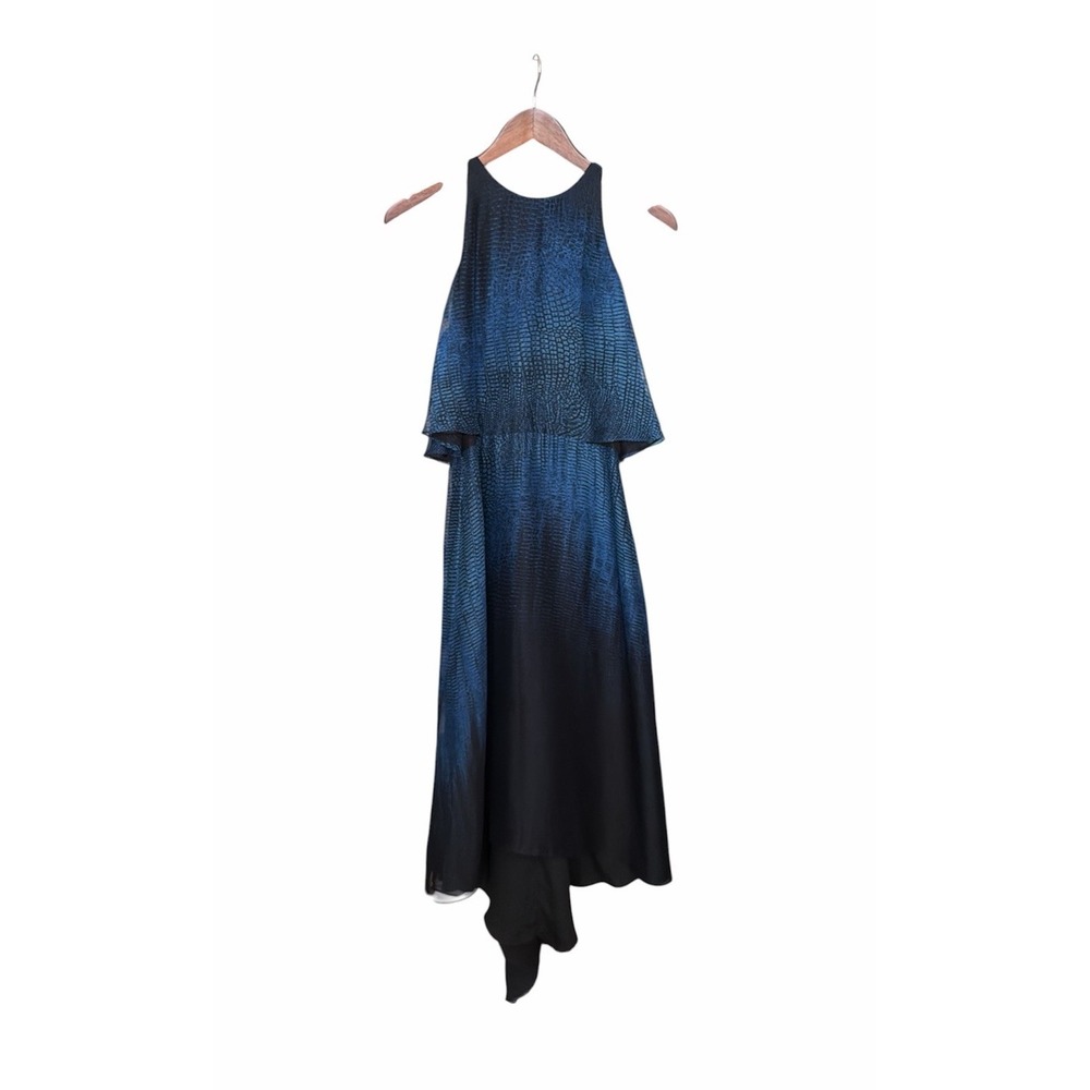 Halston Heritage Blue Print Sleeveless Dress size 6 * event wedding guest dressy